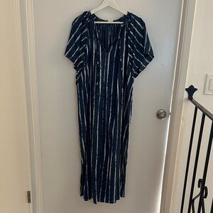 Navy and White Striped Caftan Dress